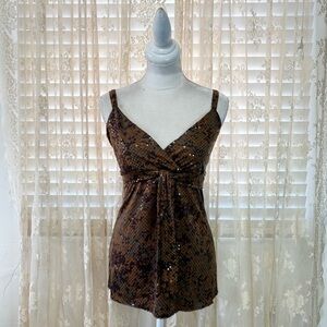 INC International Concepts Sequin Camisole in Brown